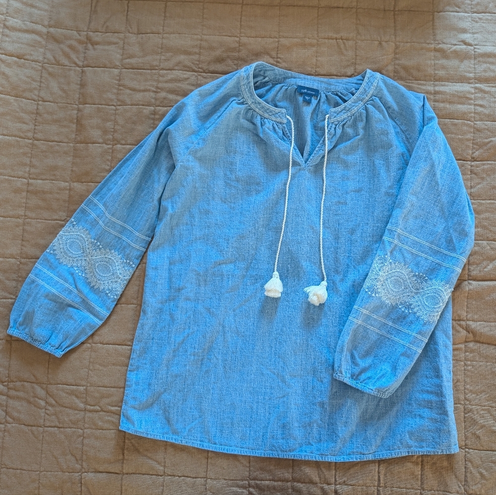 Boho J.Jill Denim Womens Shirt Small